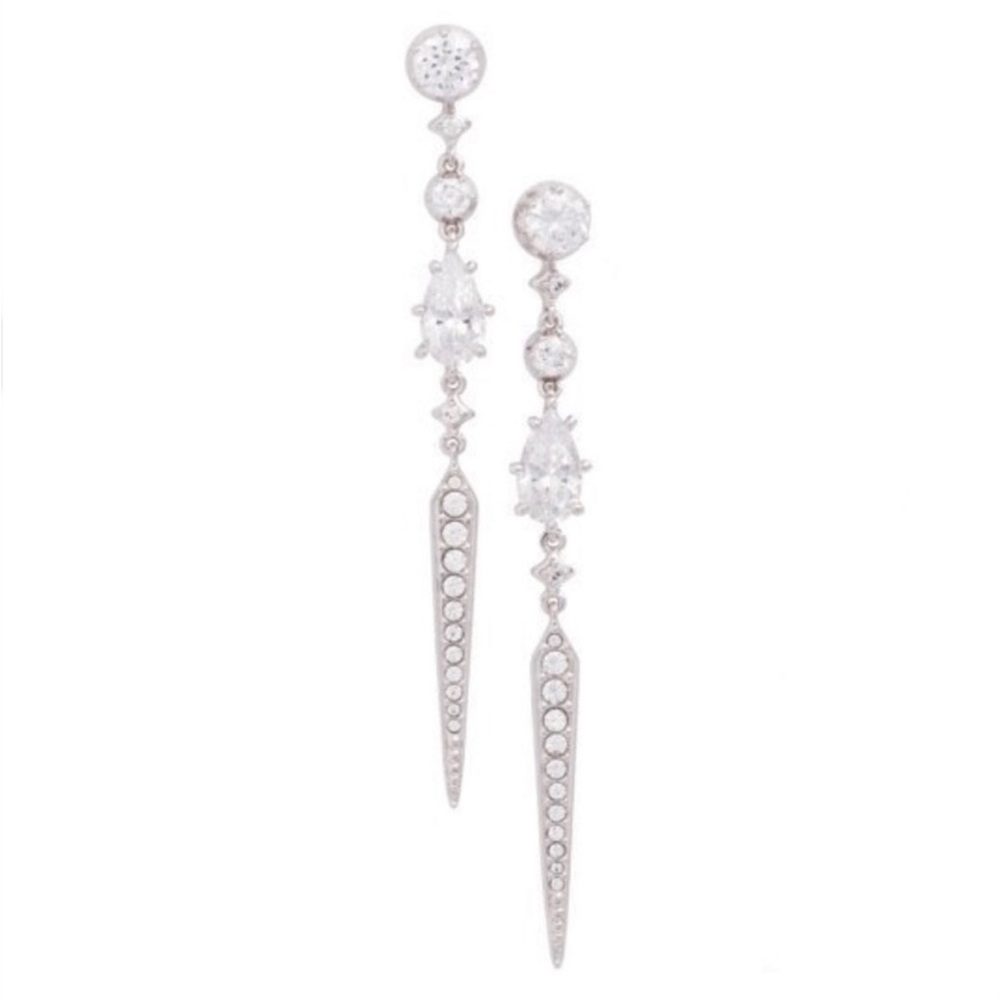 Nadri Linear Spike Drop Earrings Rhodium Plated Cubic Zirconia Nordstrom